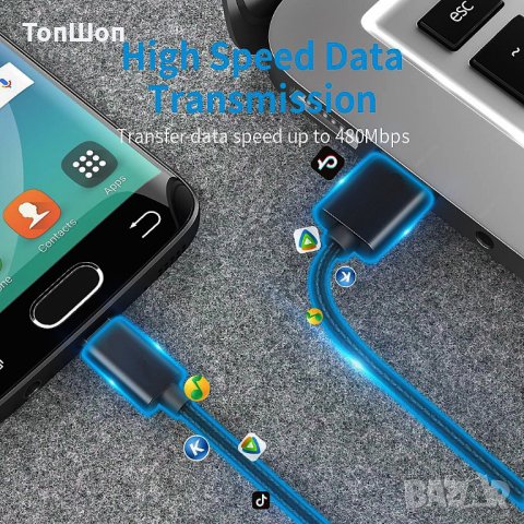 USB to Type C Cable - Зарядно , трансфер кабел, снимка 2 - Оригинални зарядни - 27598952