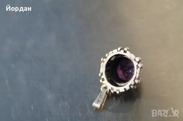 Сребърна висулка с аметист, снимка 6 - Колиета, медальони, синджири - 49183500