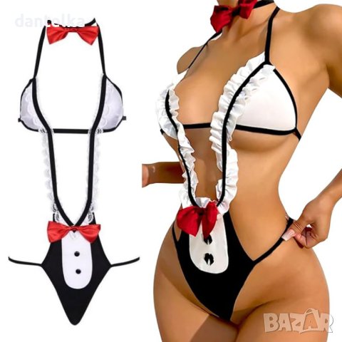 К180 Дамска секси униформа на камериерка. Еротично бельо. Палава камериерка. Дамско бельо, снимка 2 - Бельо - 43015260