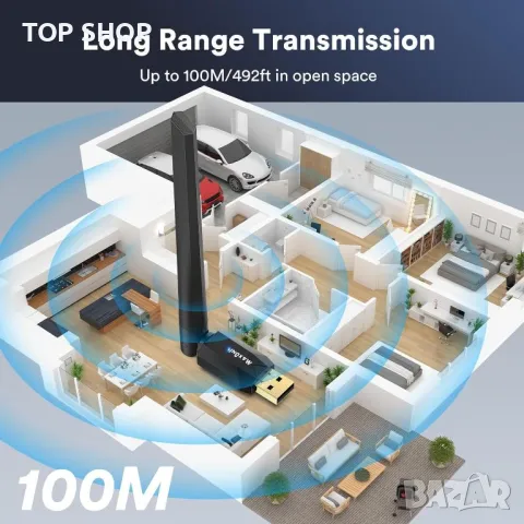 Bluetooth адаптер за PC 5.4, Maxuni USB Bluetooth Dongle 5.4 EDR, снимка 2 - Кабели и адаптери - 49500165