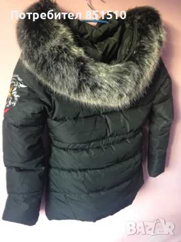  Дамско НОВО зимно яке с качулка от еко пух - XS/S, снимка 7 - Якета - 47498160