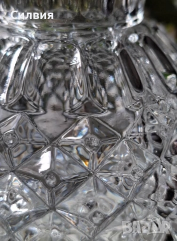 Винтидж Кристална Ниска Ваза, снимка 3 - Вази - 52886972