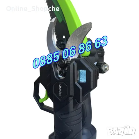 Комплект акумулаторна резачка и лозарска ножица с дисплей 36V 8Ah с телескопичен прът, снимка 4 - Градинска техника - 50015394