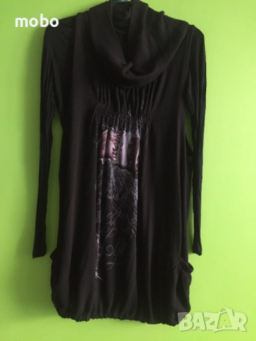 Блузон от плетиво с широко поло, марка LYNNE, размер  L/M, къс ръкав 