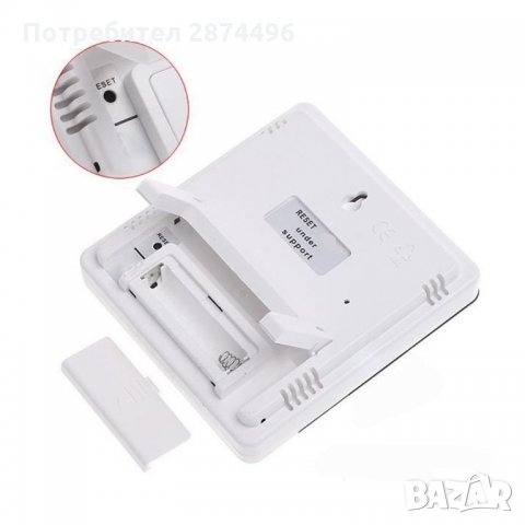 HTC-1 Стаен термометър вътрешна и външна температура, Влагомер, Часовник, снимка 6 - Други стоки за дома - 34581849