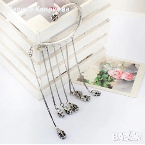 Обеци "Череп" /С-45/ В наличност два цвята, снимка 3 - Обеци - 51539447