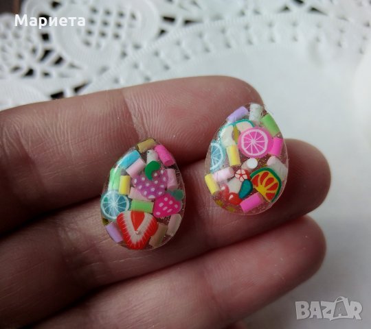 Цветни Обеци от Смола с Плодчета Ръчно Изработени Обеци Обеци от Бижутерска Смола Обици Handmade 