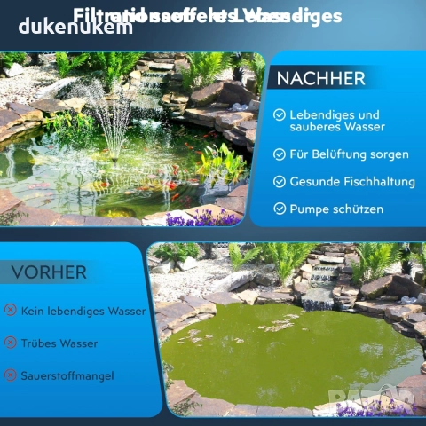 Соларен филтър с помпа Biling 8W и батерия 3600 mAh, 405 L/h, снимка 2 - Друга електроника - 52750386