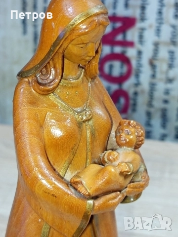 Ръчно резбована дървена фигура"Мадона с младенеца", снимка 4 - Антикварни и старинни предмети - 52817500