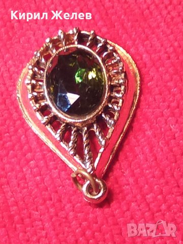РЕТРО ВИНТИДЖ СТАР ПОЗЛАТЕН БРОНЗОВ АРТ ДЕКО ПЕНДАНТ с ФАСЕТИРАН ГОЛЯМ ПЕРИДОТ ХРИЗОЛИТ ОЛИВИН 12600, снимка 16 - Антикварни и старинни предмети - 35655058