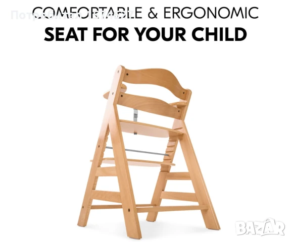 Детско дървено столче за хранене Hauck Alpha+, Natural, снимка 3 - Столчета за хранене - 50921228