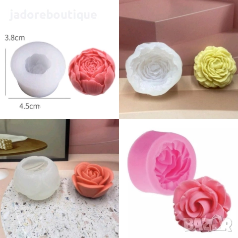Силиконов молд 3D дълбока роза/ божур/ розичка различни видове