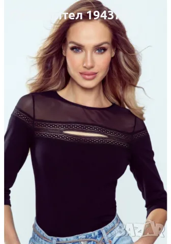 Дамска блуза с 78 ръкави в черен цвят LESLI
