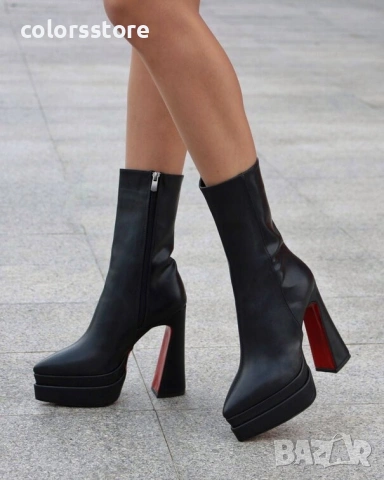 Боти на ток - черна кожа - YSV4

, снимка 2 - Дамски боти - 35429890