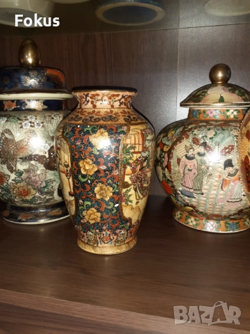 Сатцума Satsuma стара голяма ваза порцелан маркировка, снимка 7 - Антикварни и старинни предмети - 53357840