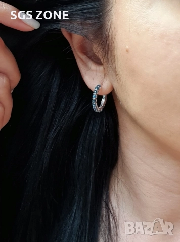 СРЕБЪРНИ ОБЕЦИ СЪС САПФИР, РУБИН ИЛИ ИЗУМРУД, снимка 3 - Обеци - 52393044