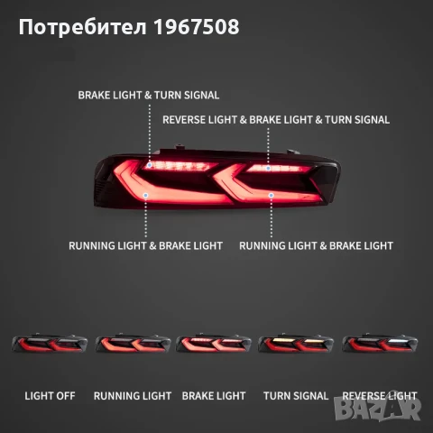 Стопове с динамични жълти мигачи за Chevrolet Camaro 2016 - 2018, снимка 3 - Части - 50650739