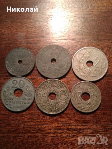 Лот френски и белгийски монети , снимка 1 - Нумизматика и бонистика - 37509662