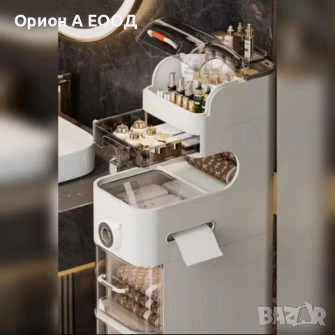 Мултифункционален Шкаф на Колелца Водоустойчив от Поликарбон с Вграден Аромантизатор и LED светлина, снимка 4 - Шкафове - 52053612