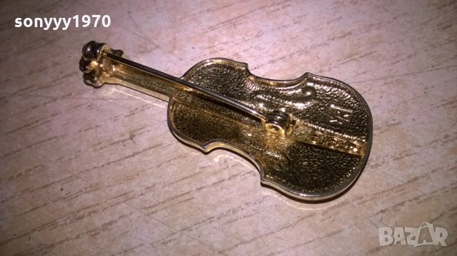 златна цигулка за ревера-внос франция-4.5х2см, снимка 5 - Антикварни и старинни предмети - 26734943
