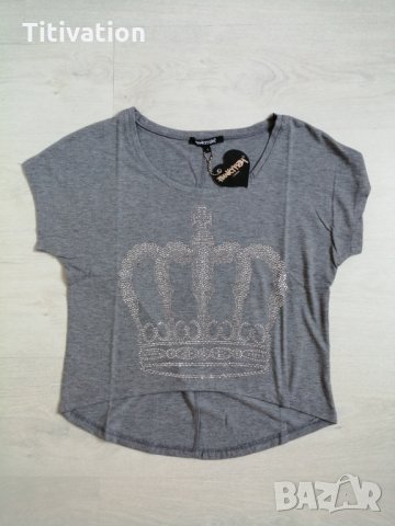Сива тениска с корона, снимка 5 - Тениски - 28653236