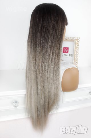 Дълга права кестеняво руса перука Стела с бретон, снимка 8 - Аксесоари за коса - 30608323