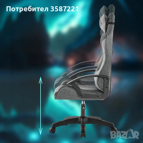 Ергономичен геймърски офис стол с лумбална и шийна опора – комфорт за игра и работа без умора, снимка 2 - Столове - 53069568
