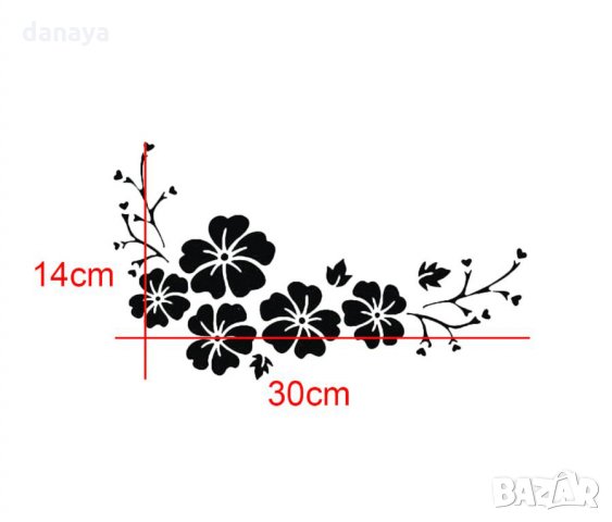2267 Стикер за автомобил или декорация за дома Цветя, снимка 3 - Аксесоари и консумативи - 33264068