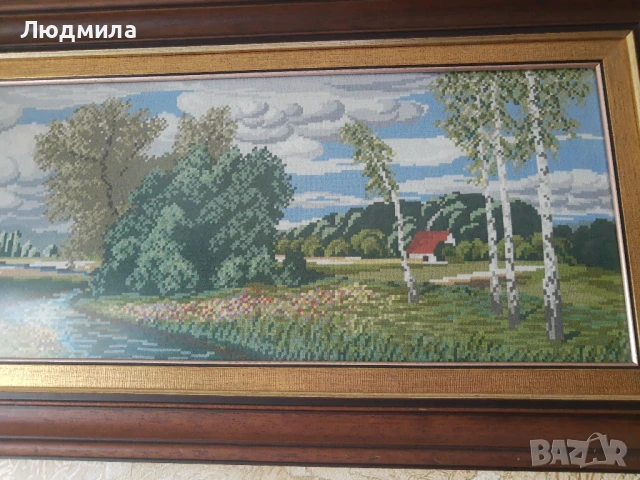 Гоблен,"Потока" 100/50,Пейзажи Вилер,уникален,ръчен.