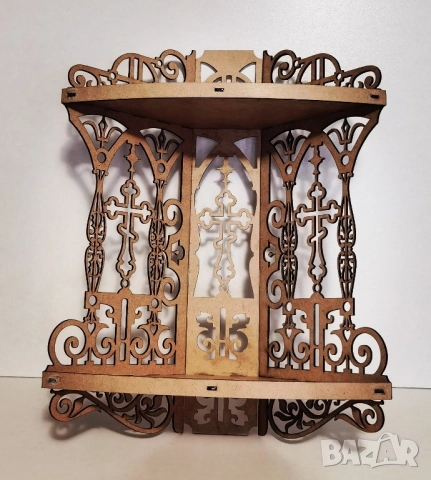 Домашен дървен ъглов иконостас / поставка за икони – ръчна изработка, снимка 3 - Декорация за дома - 52314006