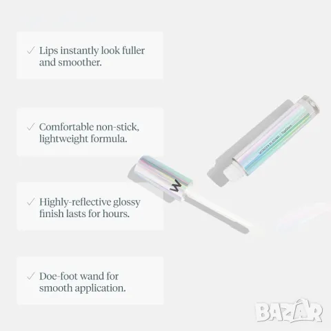 Wonderskin Комплект дълготраен розов гланц, ексфолиант, почистващ препарат за устни, цвят First Kiss, снимка 6 - Комплекти и лотове - 49552825