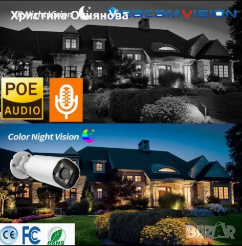 Комплект 4бр AI Smart камери с пълноцветно нощно виждане и NVR за професионално видеонаблюдение, снимка 4 - Комплекти за видеонаблюдение - 52935694