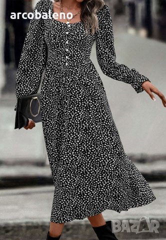 Нова дамска рокля с принт с квадратно деколте, снимка 3 - Рокли - 43751135