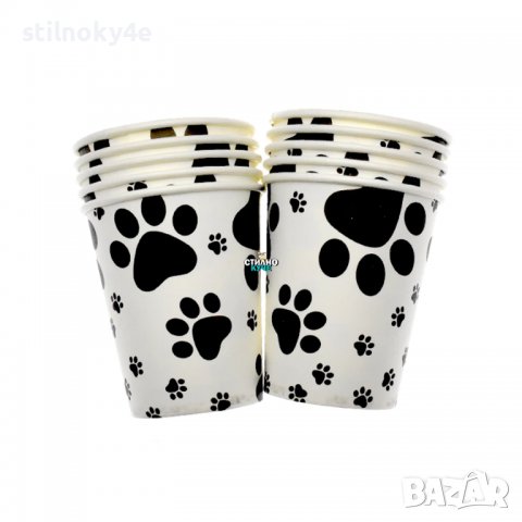 Парти чаши за рожден ден на домашен любимец с принт на лапички Аксесоари за рожден ден на куче/коте, снимка 1