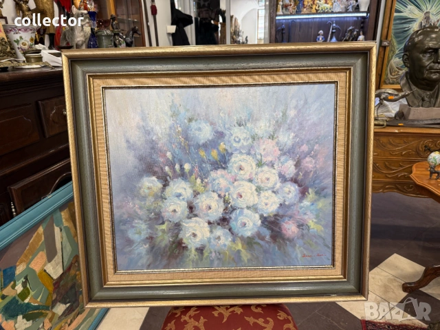 Mаслен живопис върху платно с цветя. №7873