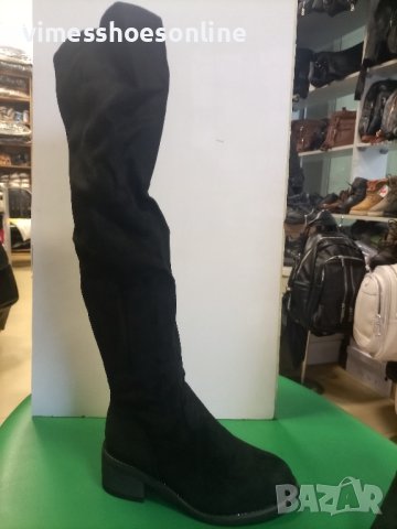 Дамски ботуш-велур,тип чизми, снимка 1