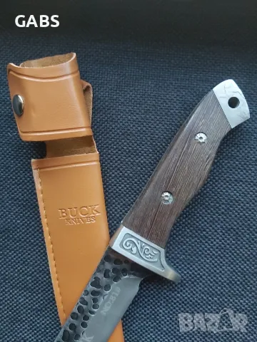 Ловен нож BUCK,фултанг,с дървена дръжка и кания, снимка 6 - Ножове - 49241627