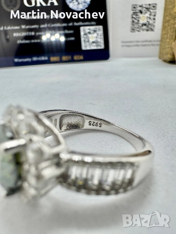 Сребърен пръстен с мойсанит (Диамант) 2 карата, снимка 7 - Пръстени - 51695751