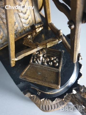 Франция 1800-те/46см-7кг стар френски каминен часовник/метална ЦАМ фигура-мрамор, снимка 8 - Антикварни и старинни предмети - 52465562