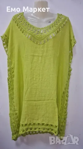 Лятна туника в свободна кройка, подходяща и за плажа, универсален размер. Дължина-85см;Ширина-60см., снимка 3 - Туники - 49513656