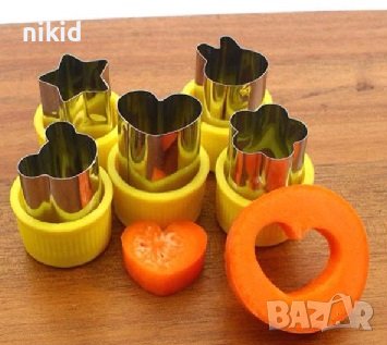 5 бр малки дълбоки метални резци форми резец за плодове зеленчуци тесто шишчета хапки декорация, снимка 4 - Форми - 38384032