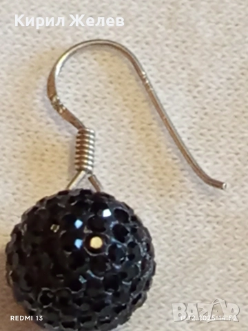 Висяща сребърна обеца с инкрустирани кристали Сваровски 51115, снимка 5 - Обеци - 52736165