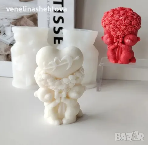 3 модела 3D мечета с букет рози или сърце Силиконов молд за свещи гипс сапун , снимка 6 - Форми - 48227959