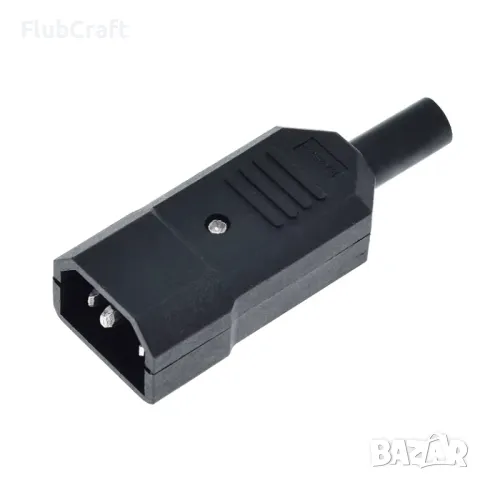 Захранващ мрежов конектор AC, C14, 10A, Мъжки, снимка 1