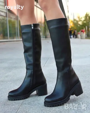 Ботуши на ток - черна кожа