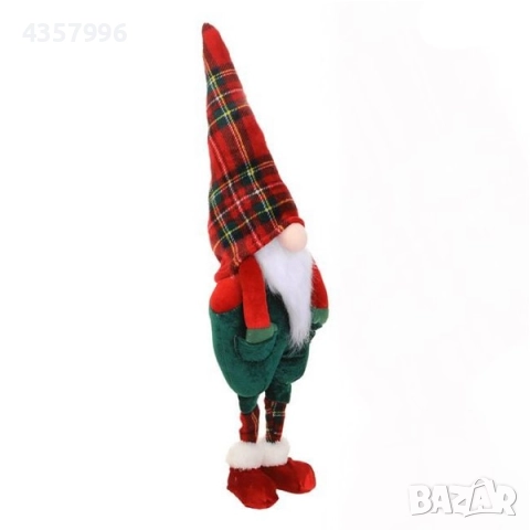 Коледна фигура Дядо Коледа - гномч със зелен кадифен гащеризон, 70см, снимка 3 - Декорация за дома - 52393225
