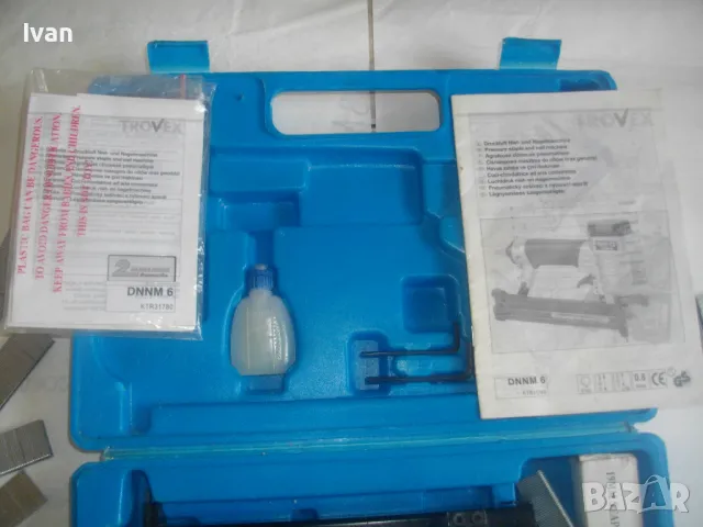 TROVEX KINZO HOLLAND НОВ ПНЕВМАТИЧЕН ТАКЕР ПЪЛЕН КОМПЛЕКТ комбиниран скоби пирони 16-32мм, снимка 2 - Други инструменти - 47782092