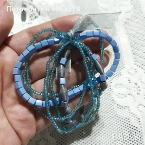 Сет Сини Гривни с камъни, снимка 4 - Гривни - 52291449