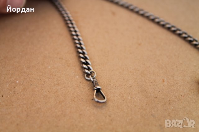 Сребърен синджир/кюспек за джобен часовник, снимка 5 - Антикварни и старинни предмети - 43895901