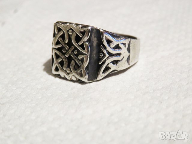 Мъжки сребърен пръстен, Старинен сребърен пръстен с викингски възел - символът на вечноста сребро, снимка 4 - Пръстени - 33099167